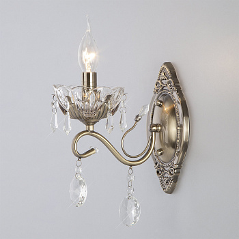 Eurosvet Классическое бра с хрусталем 10103/1 античная бронза/прозрачный хрусталь Strotskis a045288