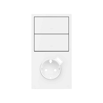 Simon 100 Белый матовый Кит 2 поста, фронт. Накладка вертикальная на 1 розетку Schuko с з/у USB SC + 2 клавиши выключателей 10020218-230