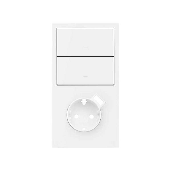 Simon 100 Белый матовый Кит 2 поста, фронт. Накладка вертикальная на 1 розетку Schuko с з/у USB SC + 2 клавиши выключателей 10020218-230