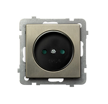 Ospel Sonata Медь (Новое серебро) Розетка 1-я б/з со шторками, без рамки GP-1RMP/m/44