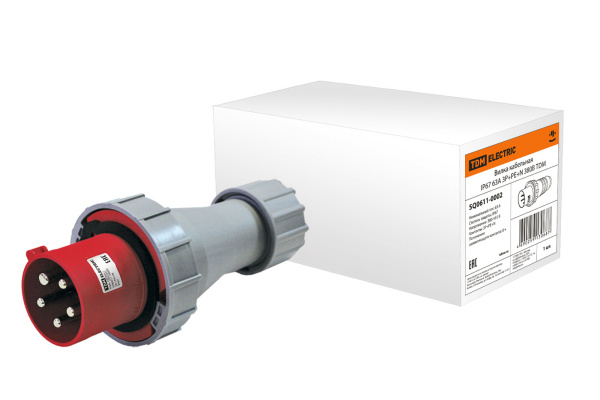 TDM Вилка кабельная IP67 63А 3Р+РЕ+N 380В SQ0611-0002