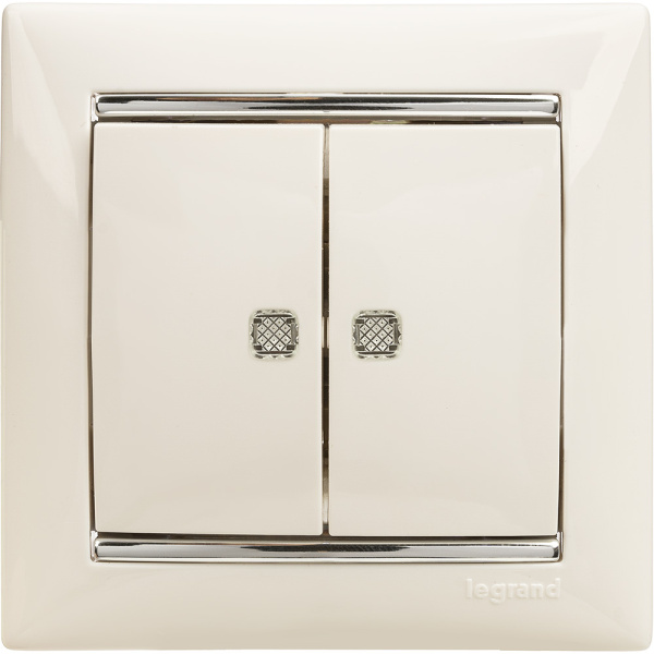 Купить Legrand Valena Бел Выключатель 2-х клавишный с подсветкой 774428