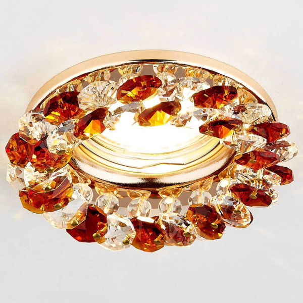 Купить Ambrella Встраиваемый точечный светильник K206 TI/G золото/янтарный хрусталь MR16