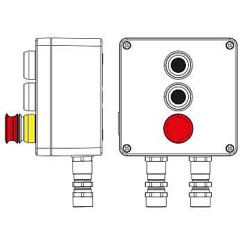 DKC Взрывозащищенный пост управления из алюминия CPE-A-17-(2xP1B(11)-1xP3E(11))-2xKA2MHK(C)1Ex d e IIC Т5 Gb / Ex tb IIIC T95°C Db IP66
