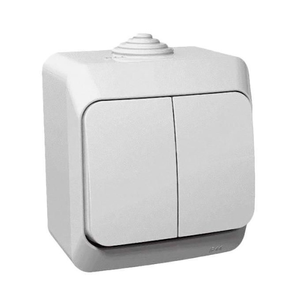 Купить Systeme Electric Этюд наруж Бел Выключатель 2-клавишный IP44