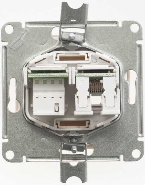 Купить Systeme Electric Wessen 59 Беж Розетка 2-ая ТЛФ + компьютерная 5е (RJ11+RJ45)