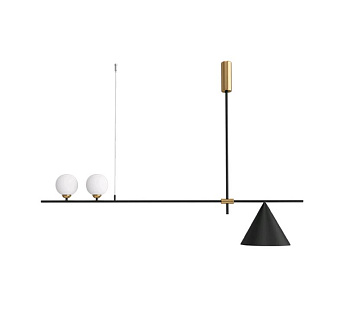 Kink Light 07620-2+1,19 Люстра Пулл черный d108 h70 G4 2*5W+E27 1*40W (лампы G4 в комплекте)