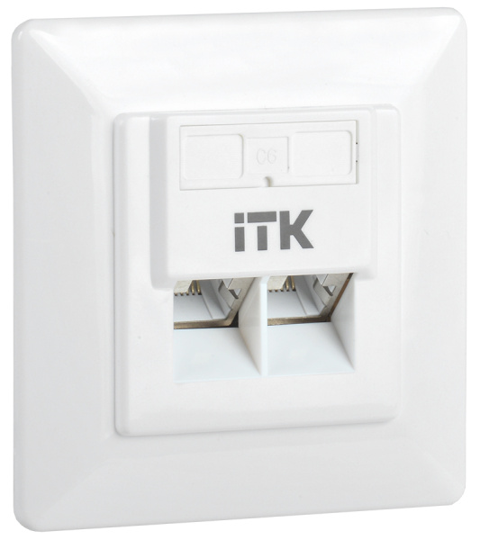 IEK ITK Внутренняя инф. розетка RJ45 кат. 6 FTP 2 порта CS2-1C06F-2-1