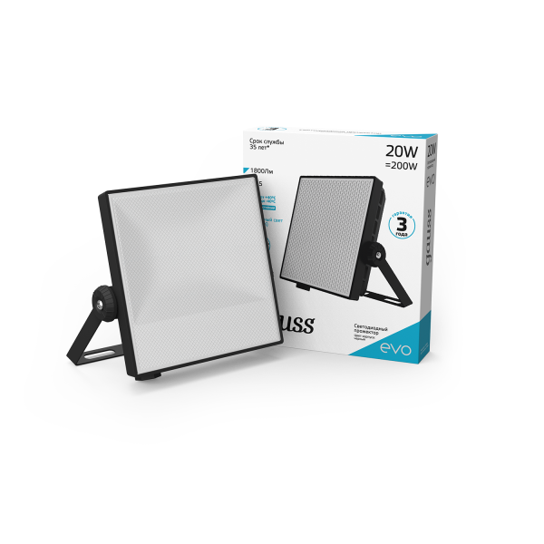 Купить Gauss Прожектор EVO 20W 1800lm 6500K 100-240V IP65 черный LED 687511320