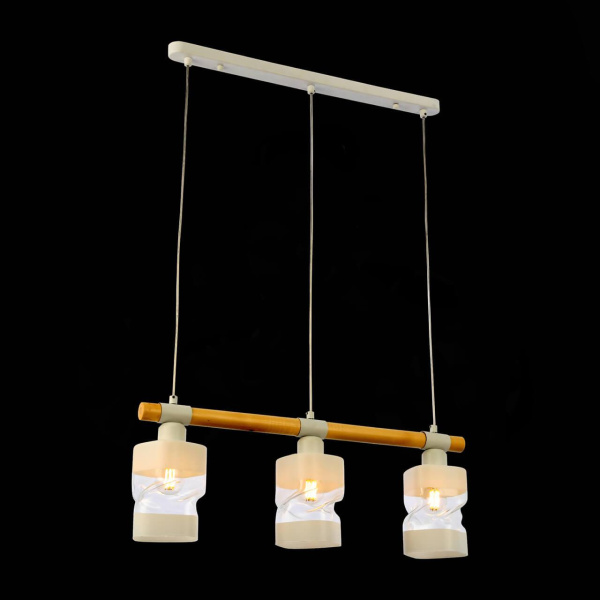 Купить Evoluce SLE114503-03 Светильник подвесной Белый, Светлое дерево/Белый, Прозрачный E27 3*60W