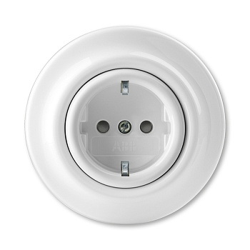 ABB Decento Белый фарфор  Розетка с заземлением со шторками 16А 2CHK203459C4300