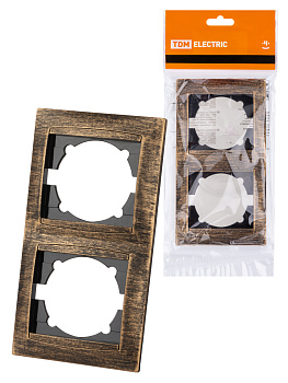 TDM Рамка 2-х постовая вертикальная старинная бронза "Лама" SQ1815-0779