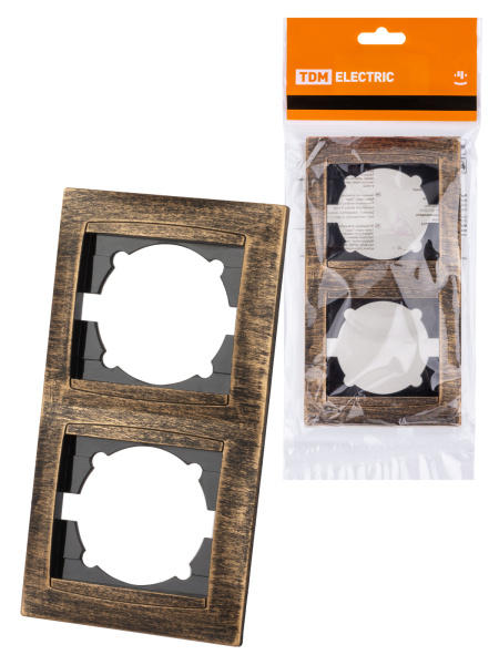 TDM Рамка 2-х постовая вертикальная старинная бронза "Лама" SQ1815-0779