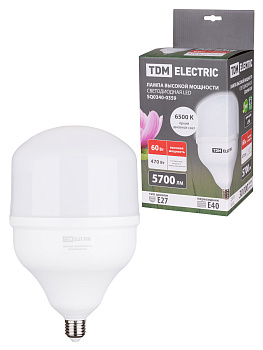 TDM Лампа светодиодная T 60 Вт, 230 В, 6500 К, E27(160x268 мм) SQ0340-0359