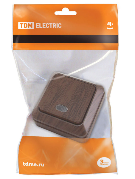 Купить TDM Переключатель на 2 направления 1-кл. открытой установки с подсветкой IP20 10А, бук "Ладога" SQ1801-0032