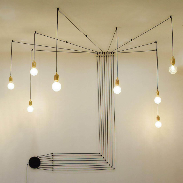 Lussole LOFT Металл/керамика Черный / блестящее золото Без плафона Подвес E27 60W LSP-9554