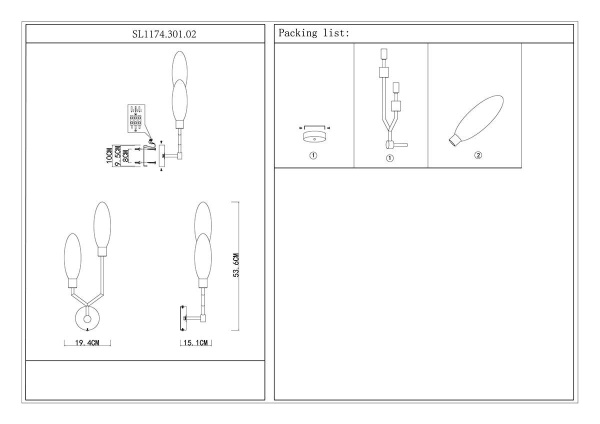 Купить ST Luce SL1174.301.02 Бра Латунь/Коньячный G9 2*3W