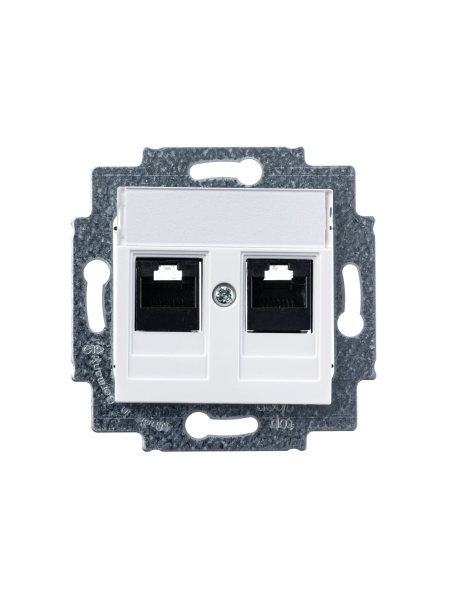 Купить ABB EPJ Levit белый / белый Розетка компьютерная, 2хRJ45 кат,5e, белый 2CHH295118A6003