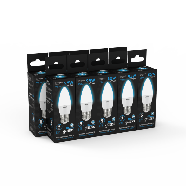 Купить Gauss Лампа Свеча 9.5W 950lm 6500К E27 LED 1/10/50 103102310
