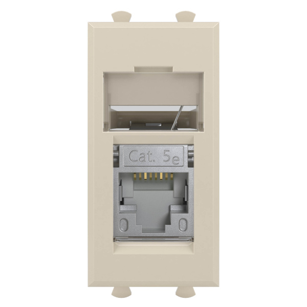 Купить DKC Компьютерная розетка RJ-45 модульная, кат.5е экранированная, "Avanti","Ванильная дымка", 1 модуль