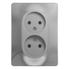 Systeme Electric Glossa Алюминий Розетка 2-я б/з (в сборе с рамкой)