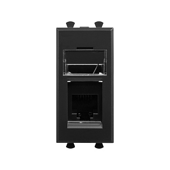 DKC Телефонная розетка RJ-12 модульная, "Avanti", "Черный матовый", 1 модуль