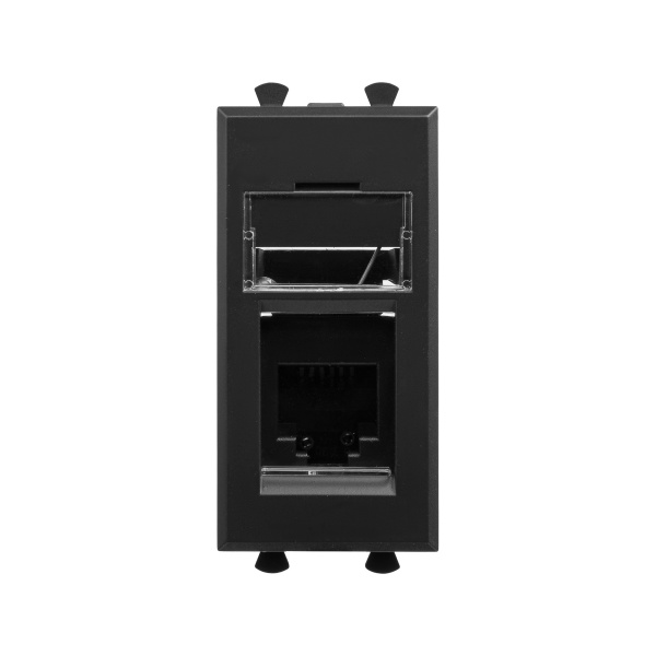 DKC Телефонная розетка RJ-12 модульная, "Avanti", "Черный матовый", 1 модуль