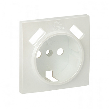 EKF PROxima Валенсия лицевая панель розетки 1-местной с/з 16А жемчуг с защ. штор. с 2 USB 2,1А