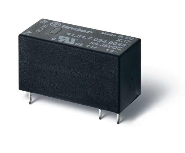 Finder Низкопрофильное миниатюрное твердотельное реле; монтаж на печатную плату; выводы с шагом 5мм; выход 3A(240В AC);вход 24В DС; влагозащита RTIII 418170248240