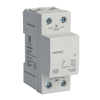 DKC УЗИП, класс I, 1-полюсный, N-PE, 100кА