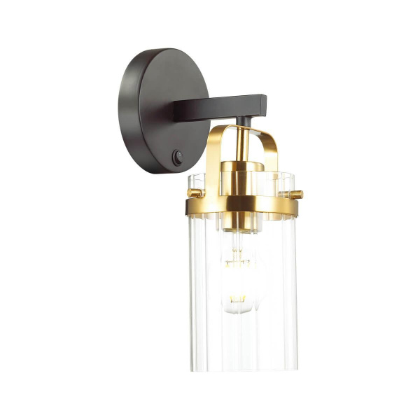 Odeon Light 4653/1W ODL20 569 черный/золотой/прозрачный Бра с выкл. E27 60W 220V KOVIS