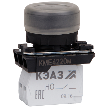 КЭАЗ Кнопка КМЕ4220м-черный-2но+0нз-цилиндр-IP65