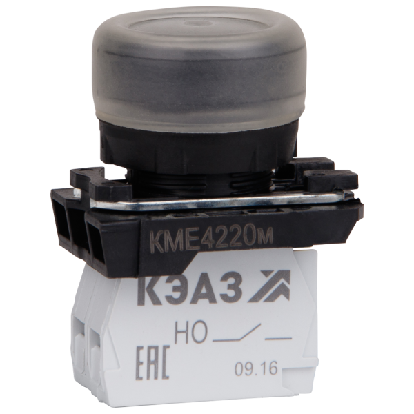КЭАЗ Кнопка КМЕ4220м-черный-2но+0нз-цилиндр-IP65