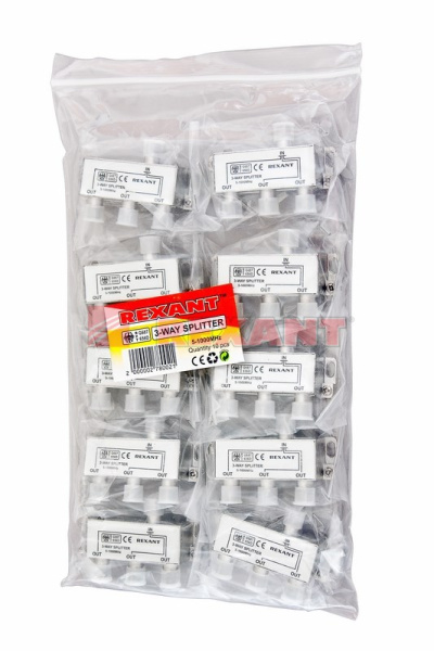 Купить Делитель ТВ х 3 под F Разъем 5-1000 МГц Rexant 05-6002