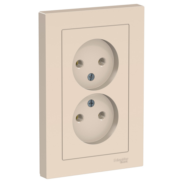 Systeme Electric AtlasDesign Беж Розетка б/з двойная, 16А, в сборе