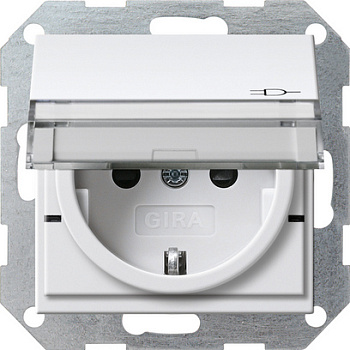 Gira Вставка розетки с крышкой, с затвором (shutter) и символом  и полем для надписи 276227