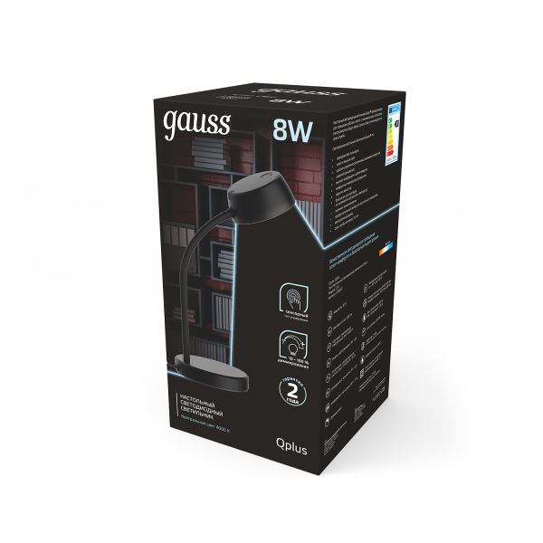 Gauss Светильник настольный Qplus модель GTL601 8W 600lm 4000K 170-265V черный диммируемый LED 1/8 GT6012 Купить Gauss Светильник настольный Qplus модель GTL601 8W 600lm 4000K 170-265V черный диммируемый LED 1/8 GT6012