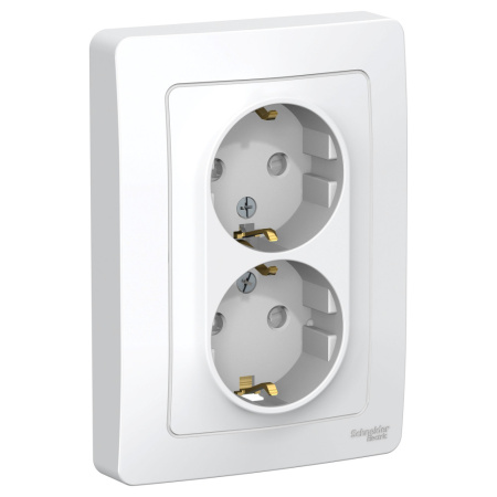 Systeme Electric Blanca внутр Бел Розетка 2-ая с/з со шторками, 16А, 250В