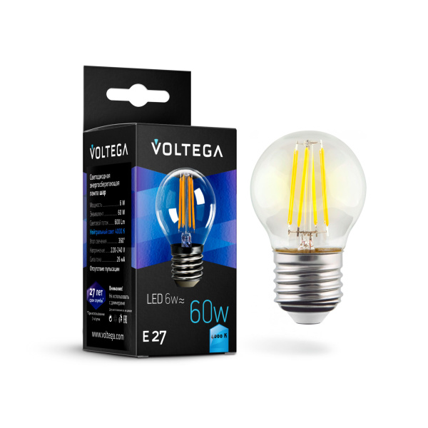 Voltega VG10-G1E27cold6W-F Шар Е27 4000К 6W 7024