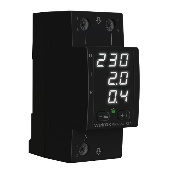 Купить Welrok VIP 63 bk Реле напряжения многофункциональное 63 А (max 80 A) 13 900 ВА черный корпус