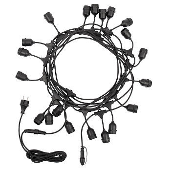 NEON-NIGHT «Белт-Лайт» 10 м, черный каучук, шаг 50 см, 20 подвесных патронов, IP65 331-335