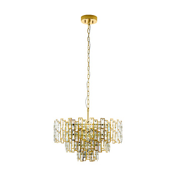 Eglo AGRIGENTO Подвес , 10x25W(E14), Ø630, H1500, сталь, латунь/хрусталь, прозрачный 39613