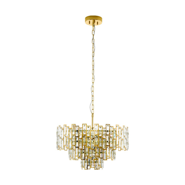 Eglo AGRIGENTO Подвес , 10x25W(E14), Ø630, H1500, сталь, латунь/хрусталь, прозрачный 39613