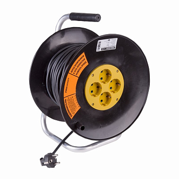 PROconnect Удлинитель силовой на катушке 4 гнезда с/з 50 м 3х1,5 мм² OPTIMA 11-7611