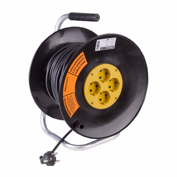 PROconnect Удлинитель силовой на катушке 4 гнезда с/з 50 м 3х1,5 мм² OPTIMA 11-7611