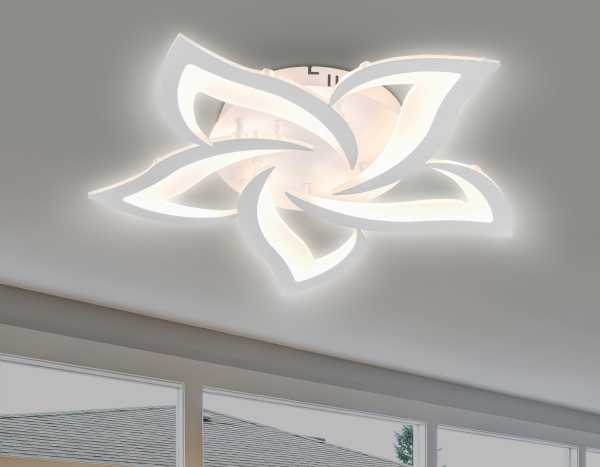 Купить Ambrella Потолочный светодиодный светильник с пультом FA4171/5 WH белый 3000K/4200K/6400K 56W D640*80 (ПДУ ИК)