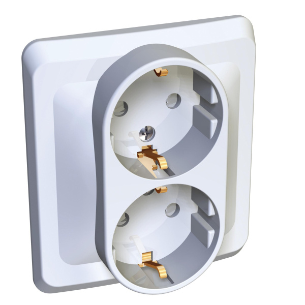 Купить Systeme Electric Этюд Бел Розетка 2-ая с/з с защитными шторками