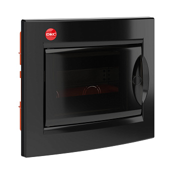 DKC Щиток встраиваемый с дверцей 8 мод.,IP41, черный, с клеммным блоком 63А