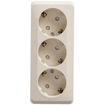 Systeme Electric Этюд наруж Крем Розетка 3-ая с/з со шторками 16А 250B