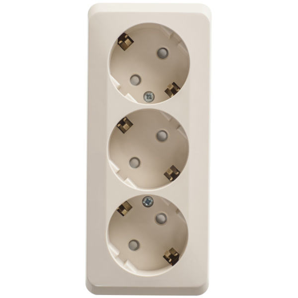 Systeme Electric Этюд наруж Крем Розетка 3-ая с/з со шторками 16А 250B